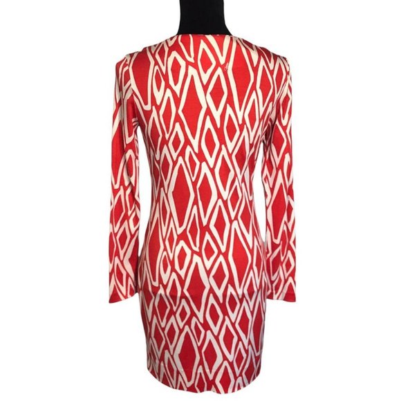 Diane von Furstenberg Reina Ikat Tunic Dress - In Coral Size 2 - Picture 2 of 5